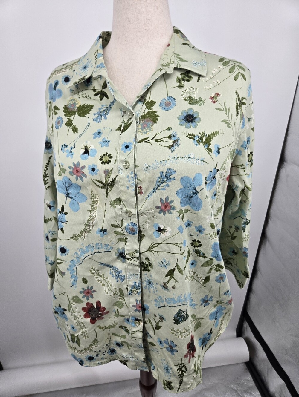 Coldwater Creek Green Botanical Button Down Shirt 18W (7920)